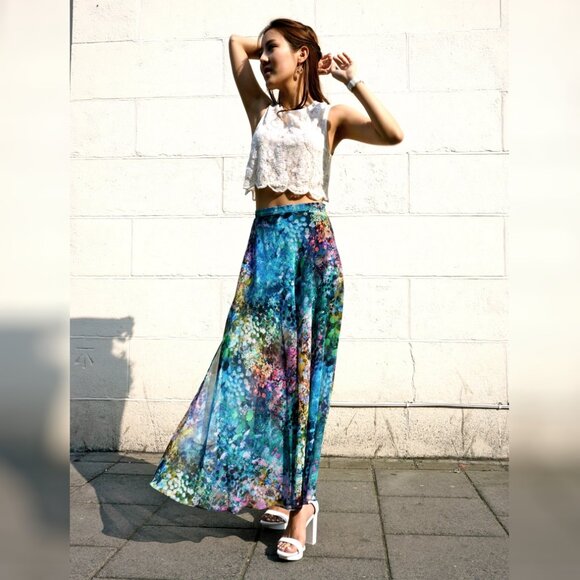 Topshop Blurry Watercolor Floral Maxi Skirt ASO Miranda Kerr - Picture 6 of 12